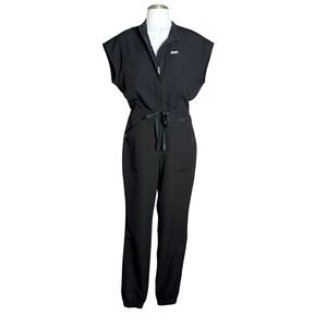 FIGS Womens FIONx™ Rafaela Cargo Scrub Jumpsuit Black XS Technical Jogger Work